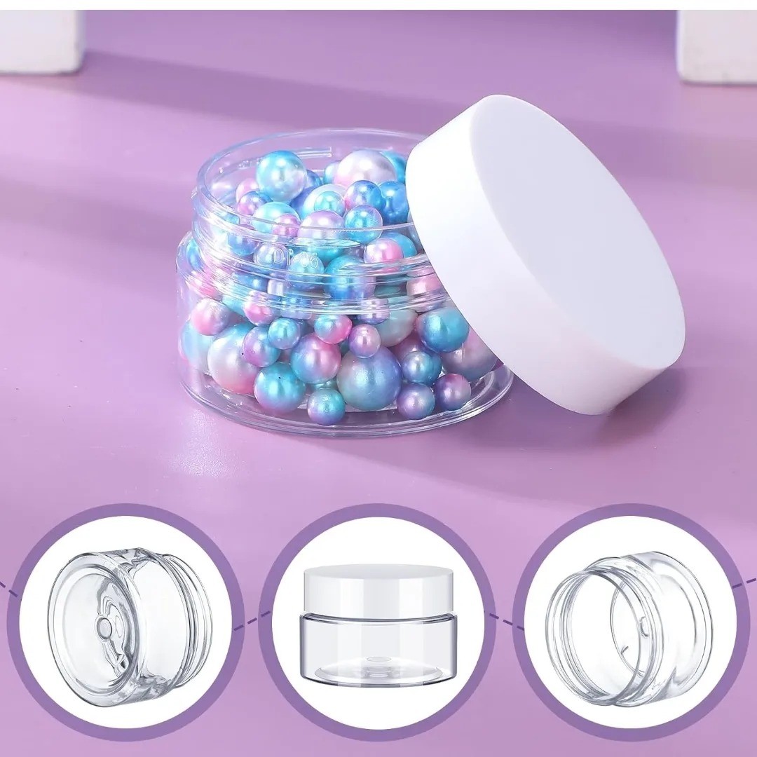 1oz clear plastic jar with white lid