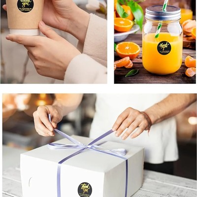 1.5" Black and Gold Thank you sticker 1 pack/50pcs