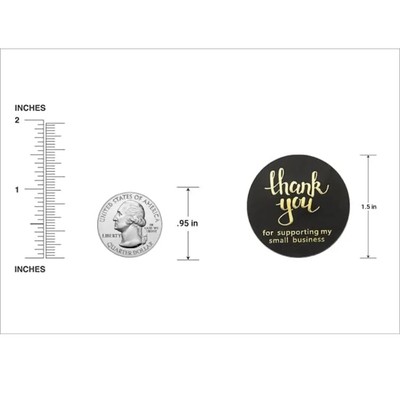 1.5" Black and Gold Thank you sticker 1 pack/50pcs