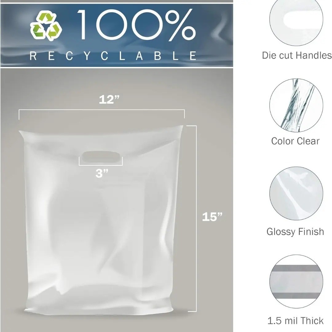 12x16 clear plastic bag with handle