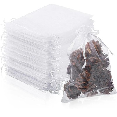 7x9 white organza draw string bag