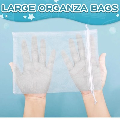 7x9 white organza draw string bag
