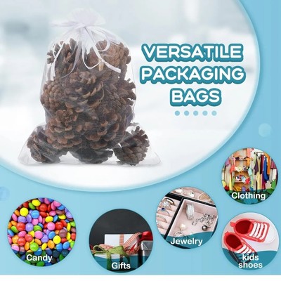 7x9 white organza draw string bag