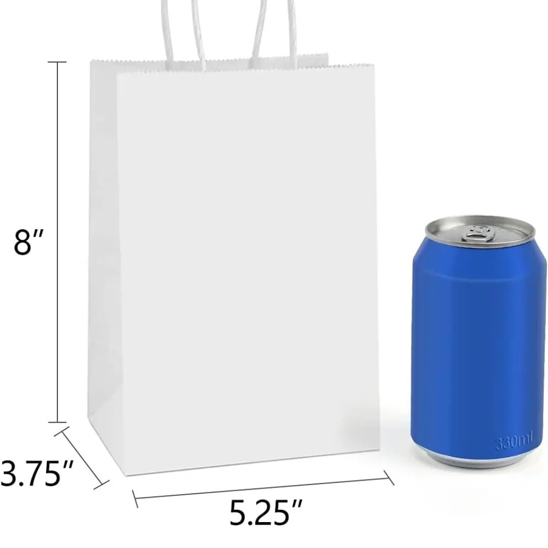 8x5.25 White paper bag with handle