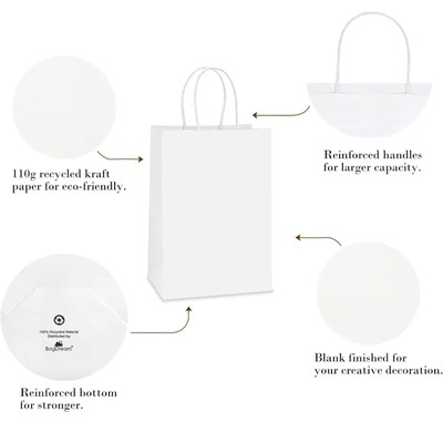 8x5.25 White paper bag with handle