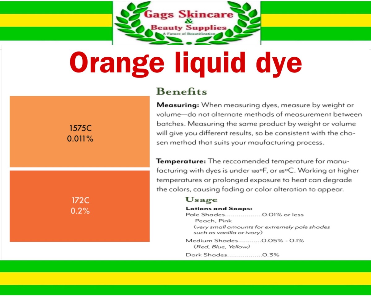 Orange liquid dye
