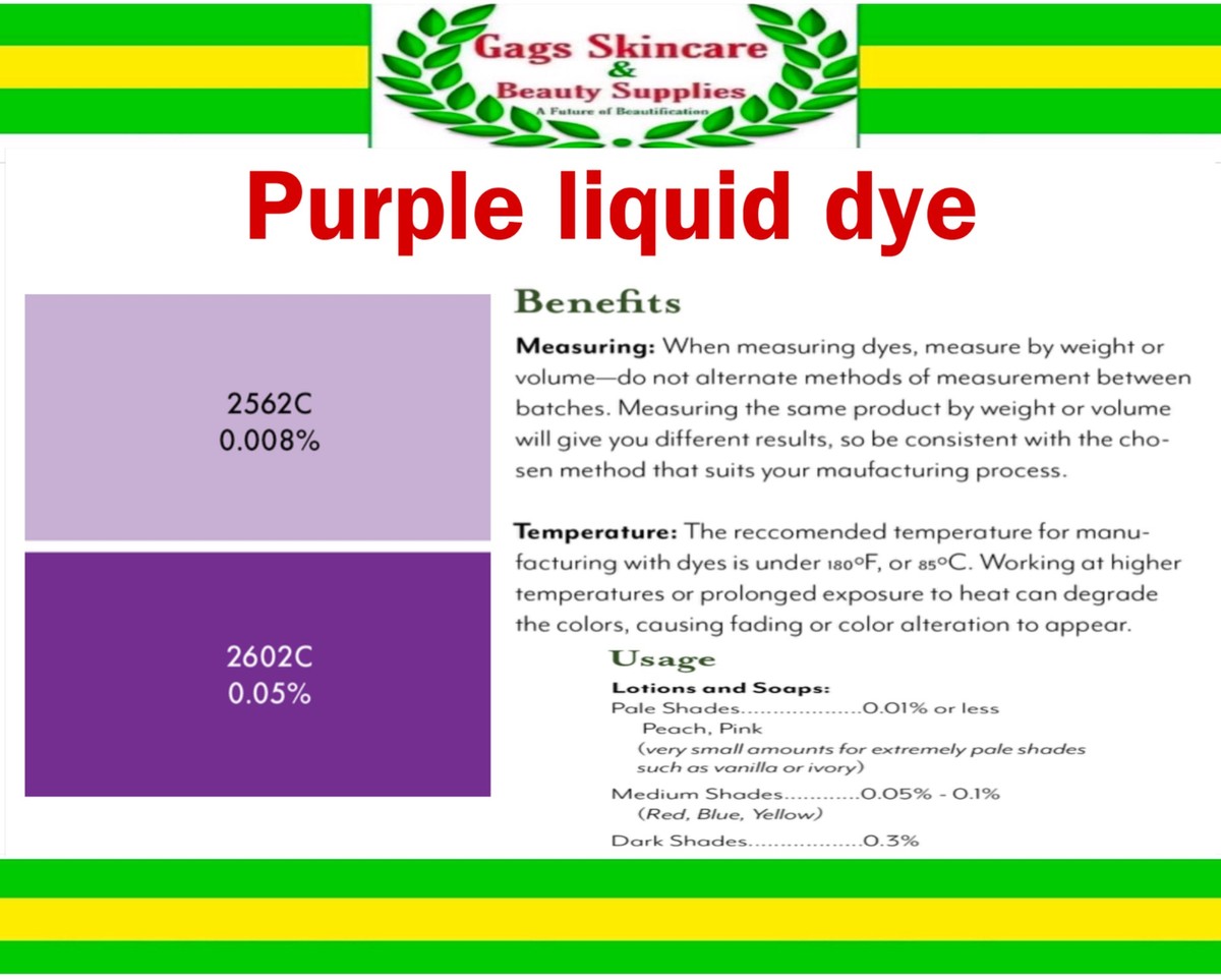 Purple liquid dye