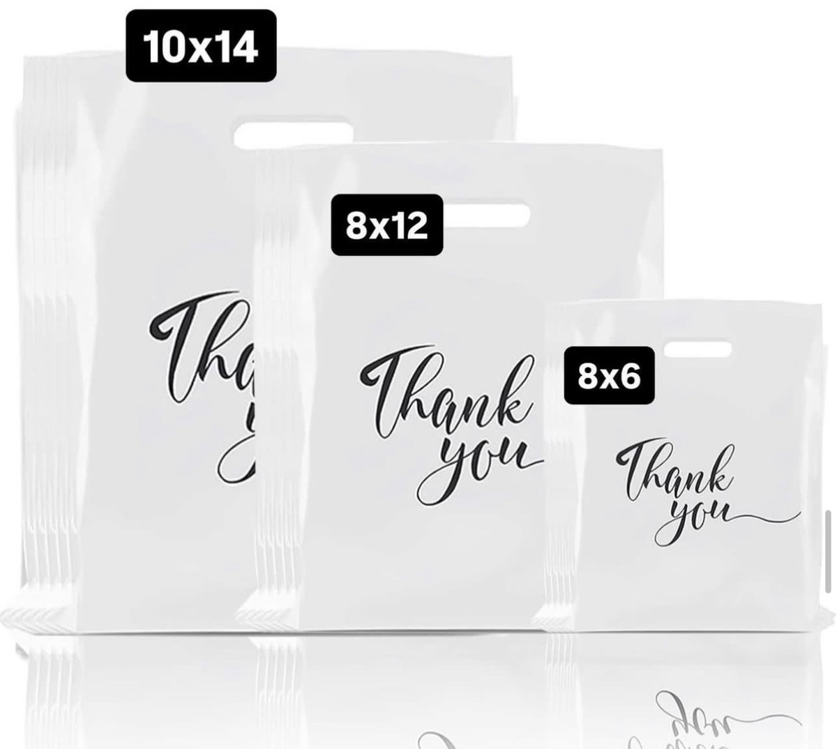 8x12 white thank you bag with handle