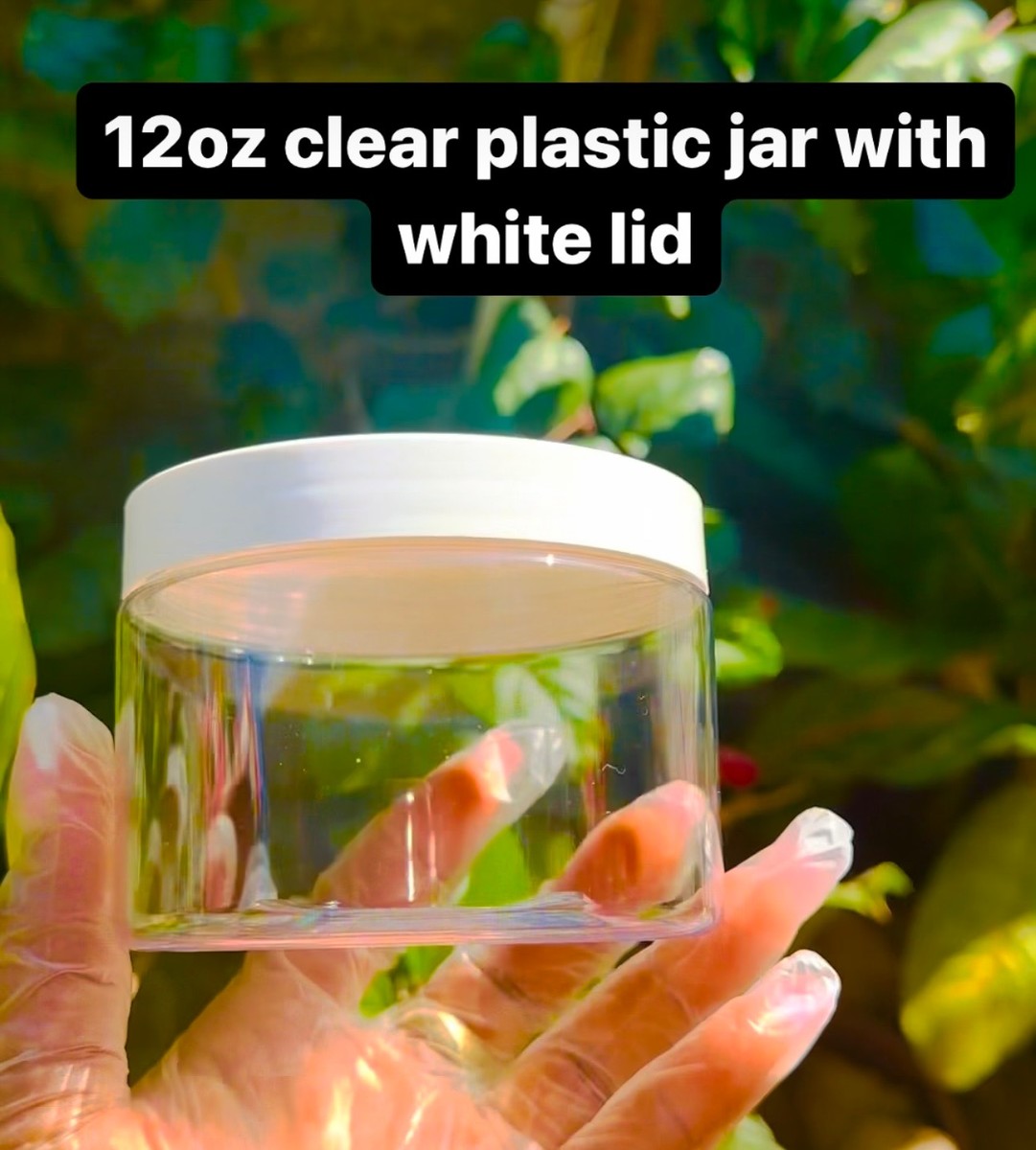 12oz clear jar with white lid