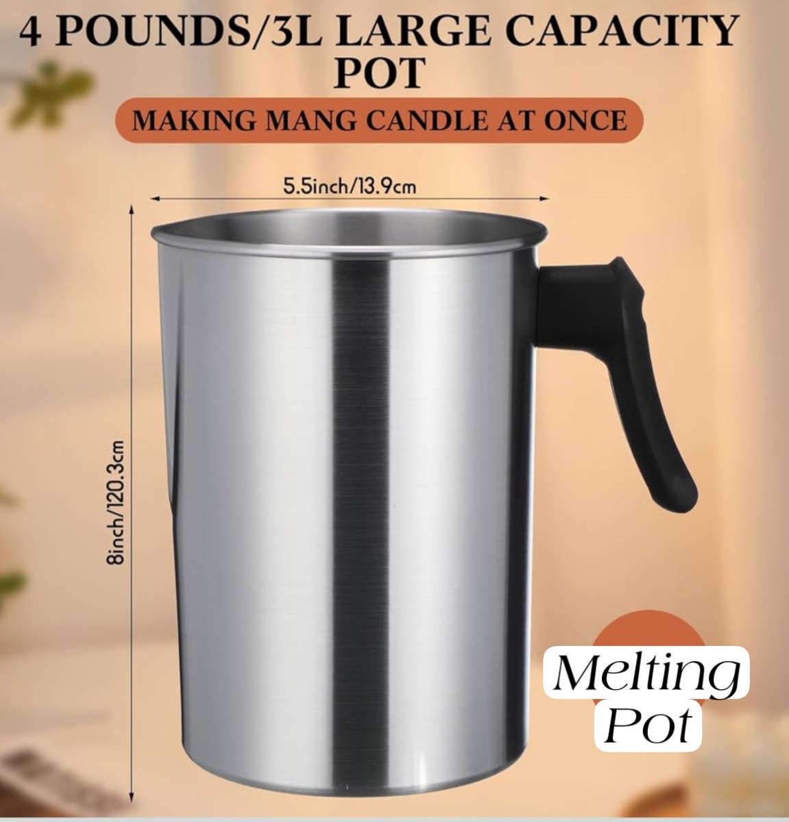 Candle Wax Melting & Pouring Pot  (4lbs)