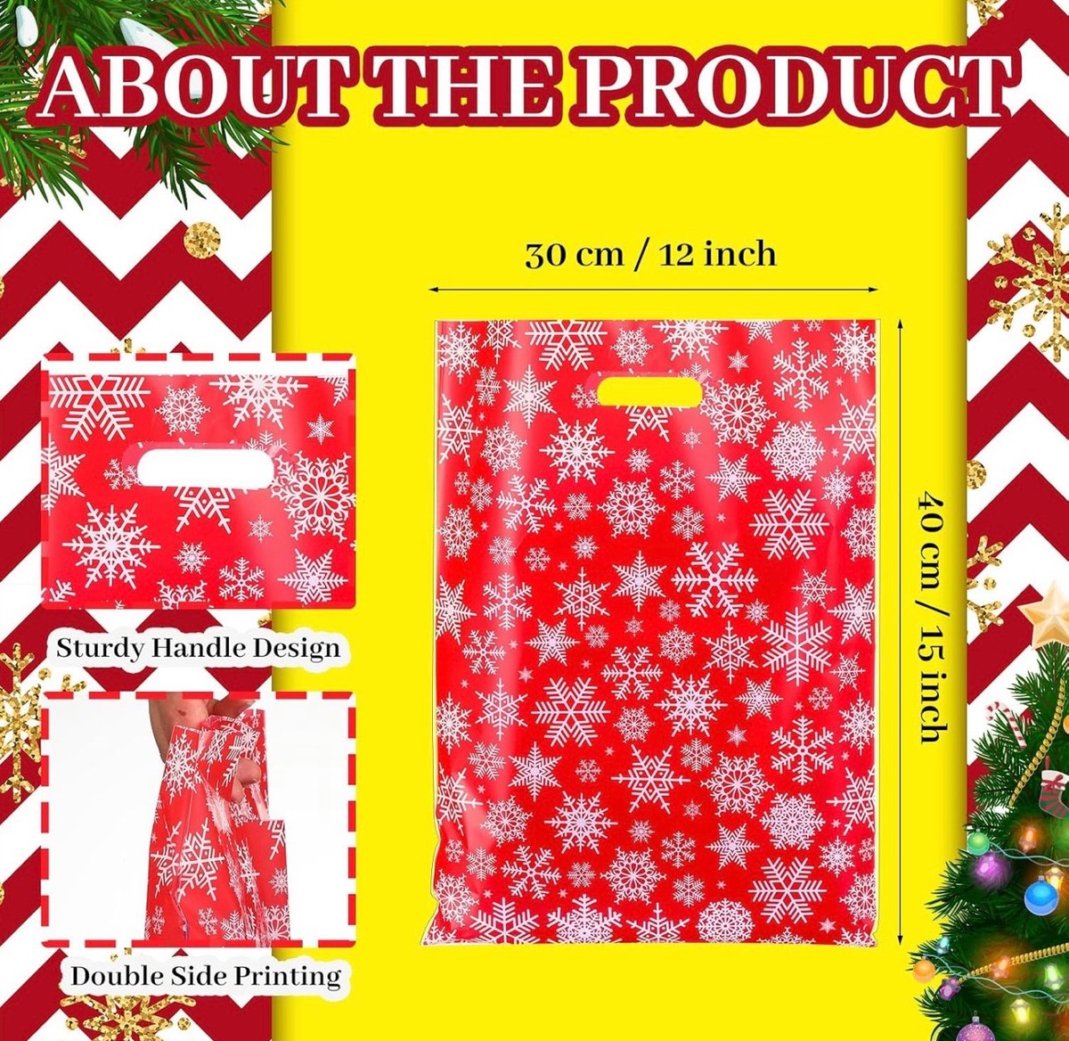 12”x15” Snowflakes Christmas bag