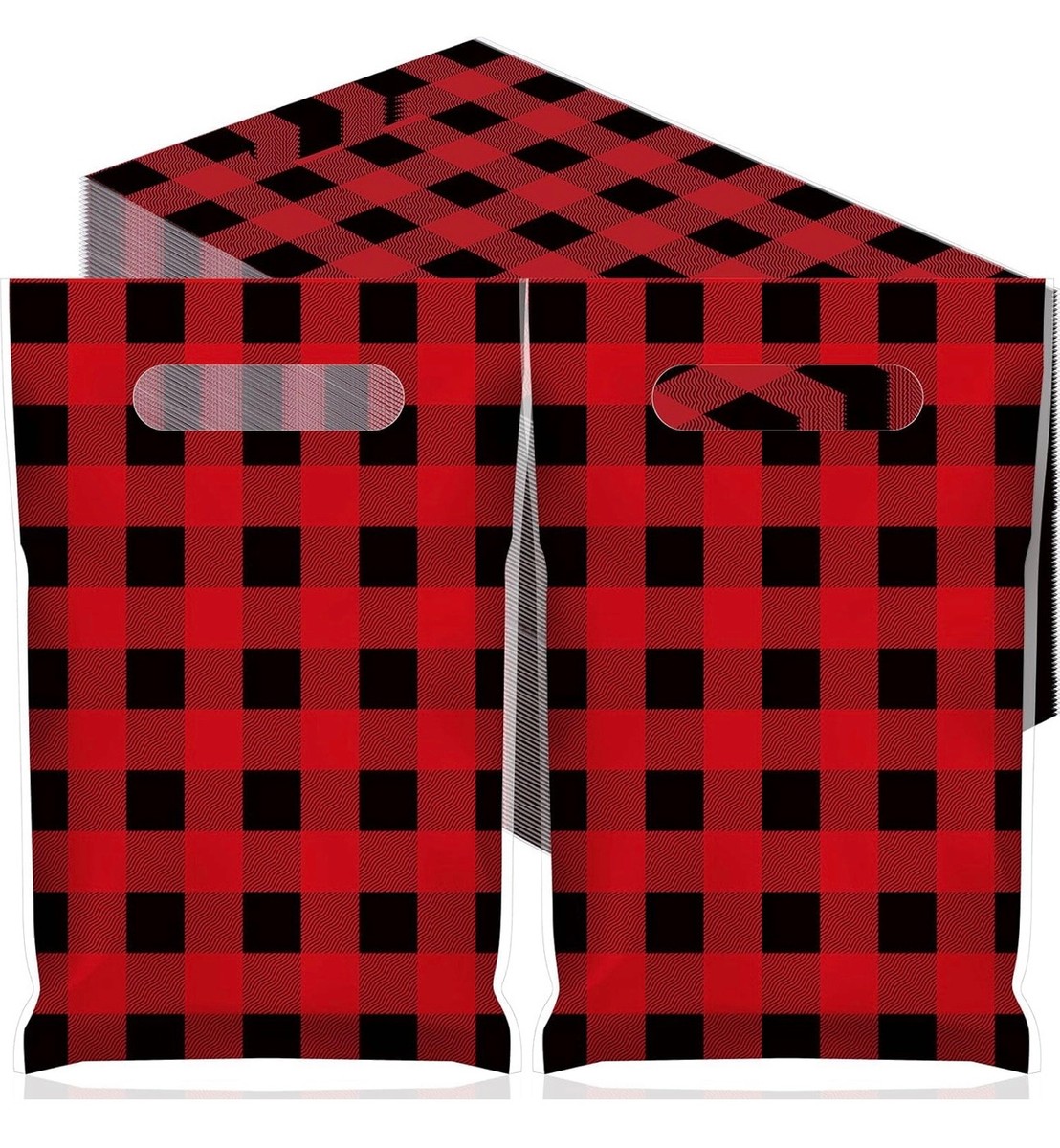 8x12 Plaid Christmas plastic bag with handle