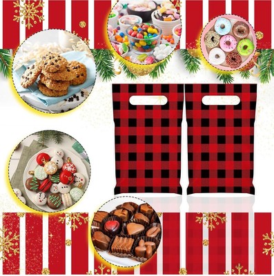 8x12 Plaid Christmas plastic bag with handle