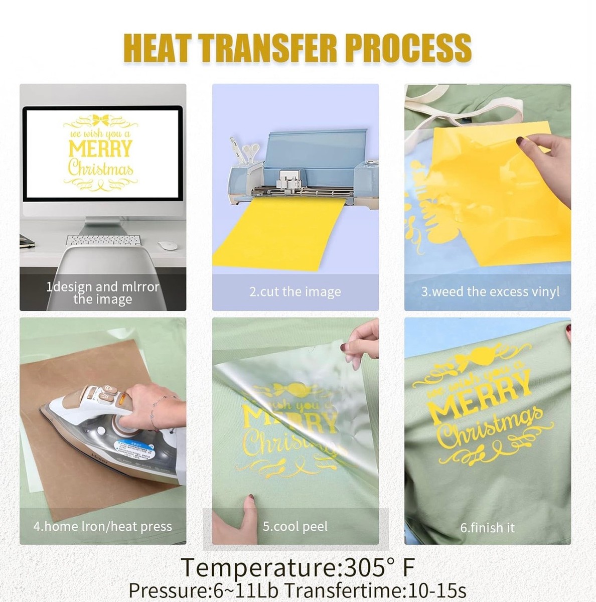 Yellow HTV Vinyl 12”x12”