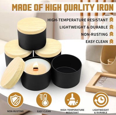 4oz Black Tin with metal wood grain printing lid