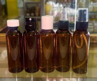 2oz Amber Plastic Bottle (6pcs)