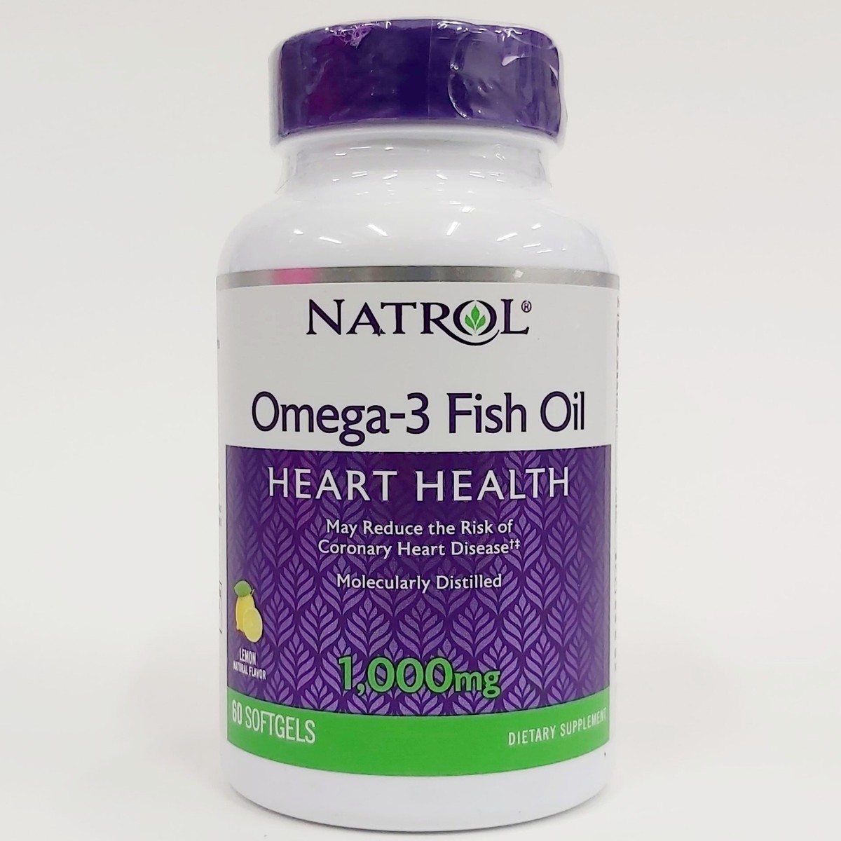 Natrol Omega-3 Fish Oil Heart Health Lemon 60 Softgels 1,000 mg