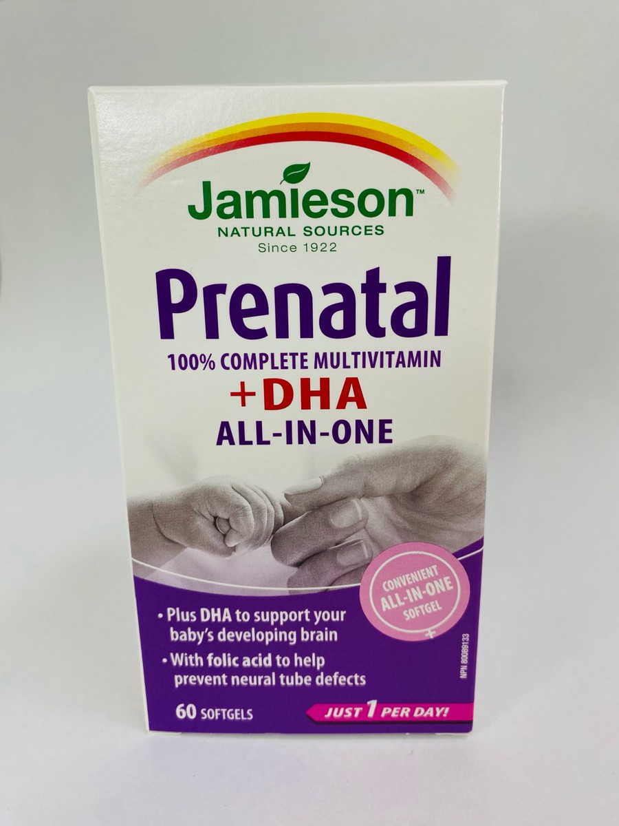 Jamieson 100% Complete Prenatal Multivitamin with DHA, 60 Softgels