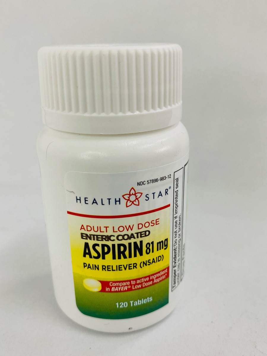 HealthStar Aspirin 81mg Chewable 120 Tablets