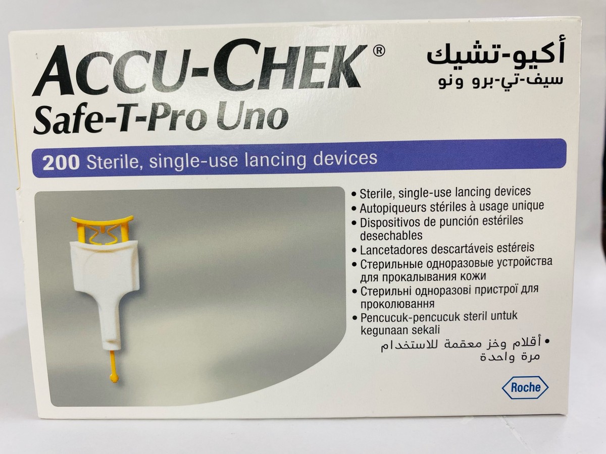 Accu Chek Safe-T-Pro Uno 200 Sterile, Single Use Lancing Devices