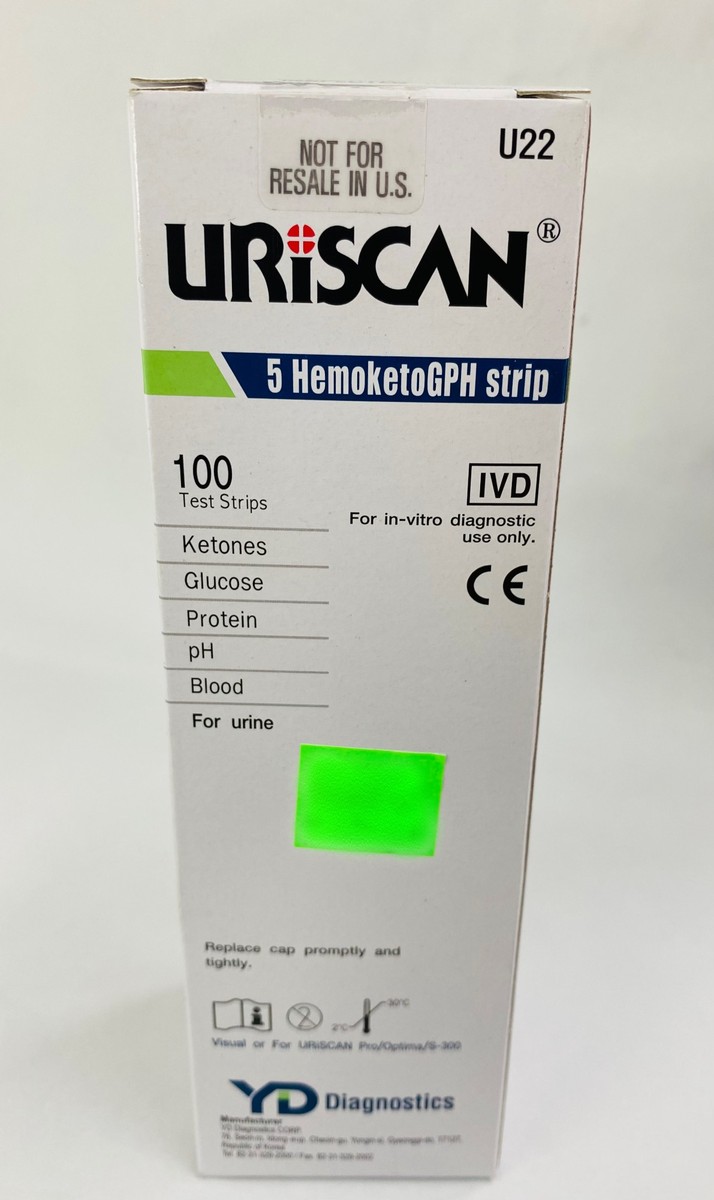 Uriscan 100 Test Strips, 5 HemoketoGPH Strip