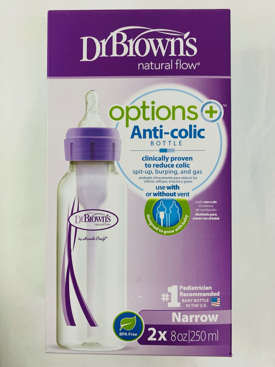 Dr. Browns Anti-colic Bottle Narrow 2x 8oz, 0m+ Purple
