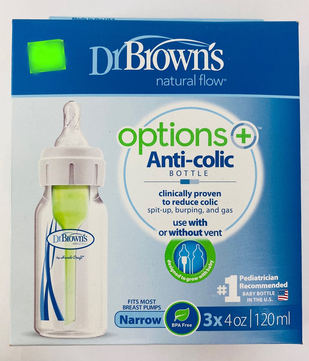 Dr. Browns Anti-colic Bottle Narrow 3x 4oz, 0m+ Blue