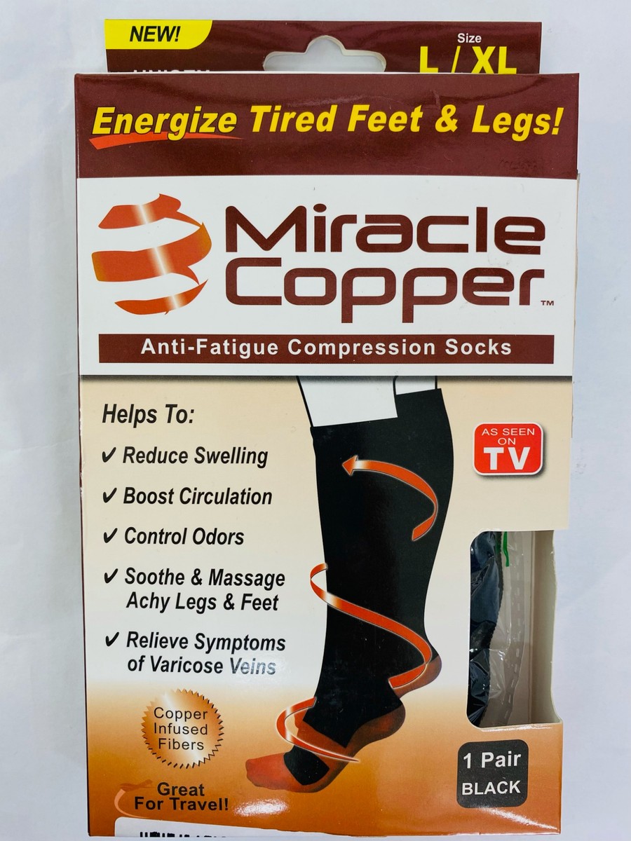 Miracle Copper Anti-Fatigue Compression Socks - Black L/XL