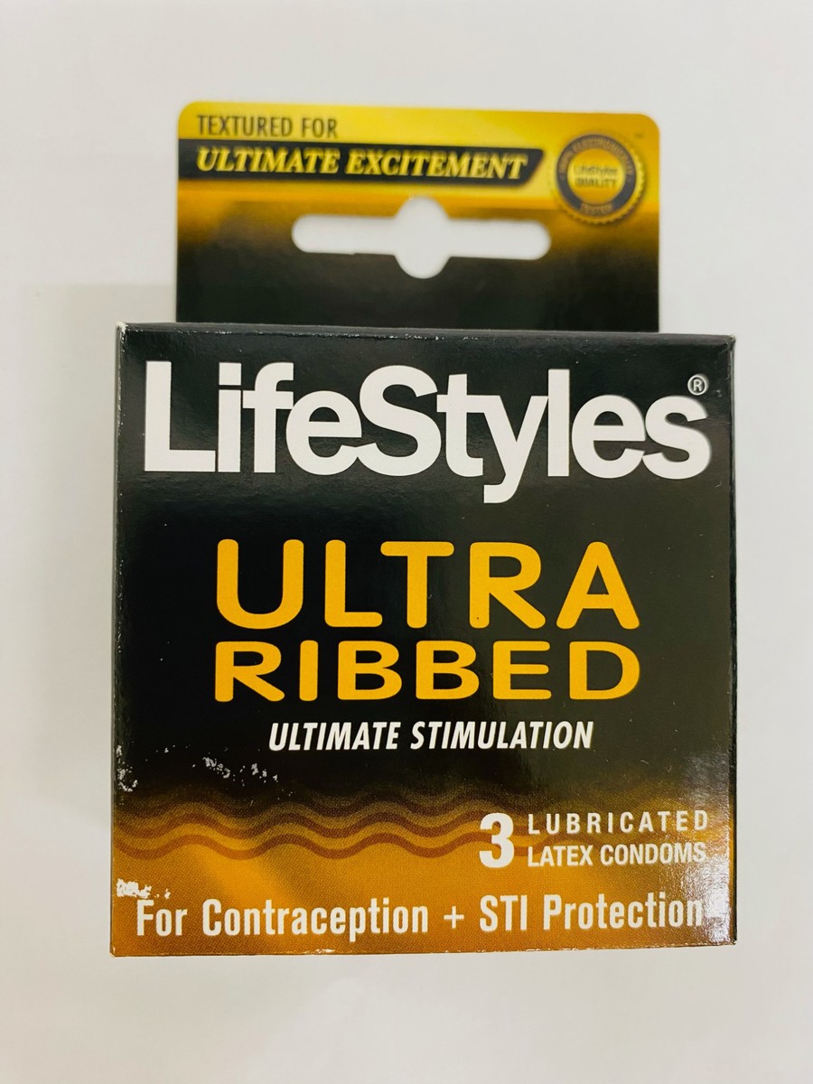 Lifestyles Ultra Ribbed, 3 Rubber Latex Condoms