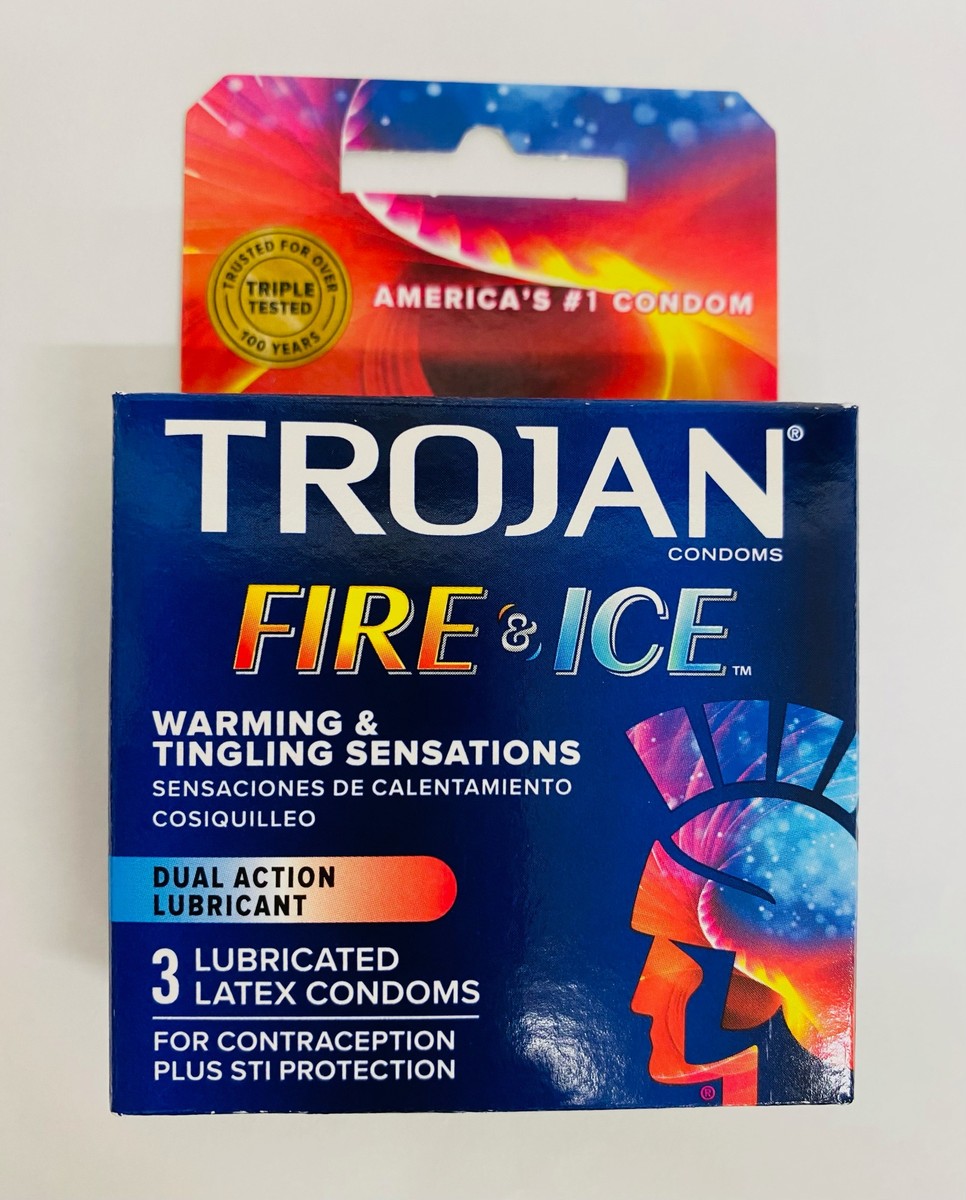 Trojan Fire & Ice, 3 Latex Condoms