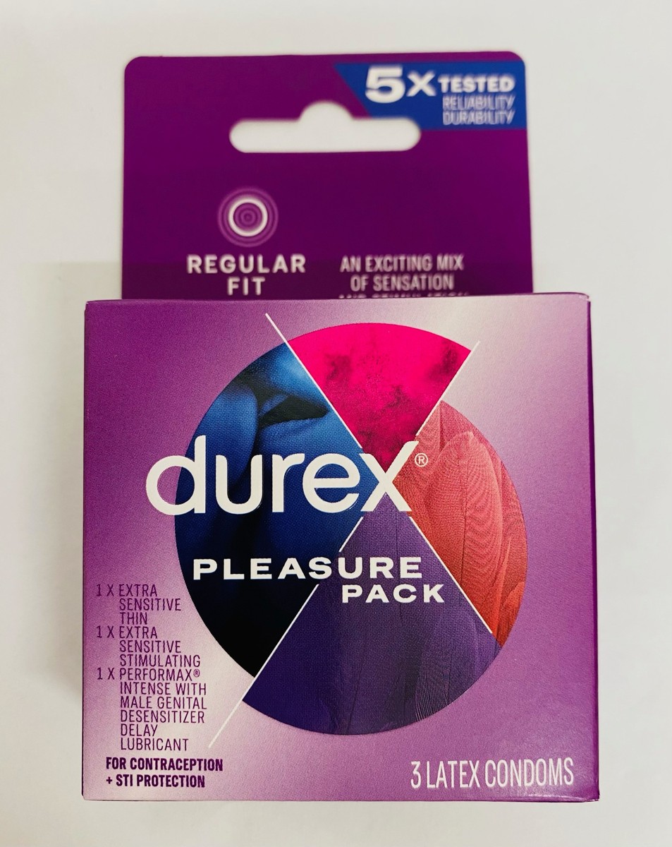 Durex Pleasure Pack, 3 Latex Condoms