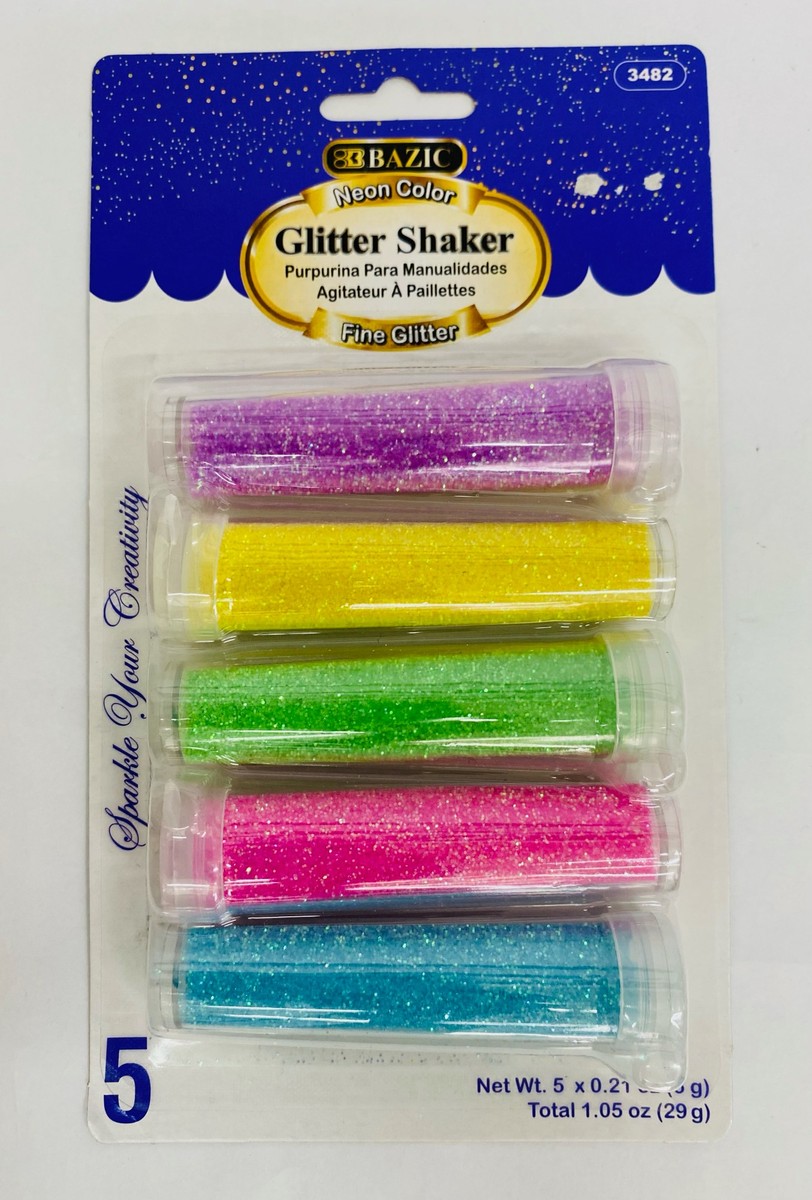 Bazic Glitter Shaker Neon Colour, 5 x 6g