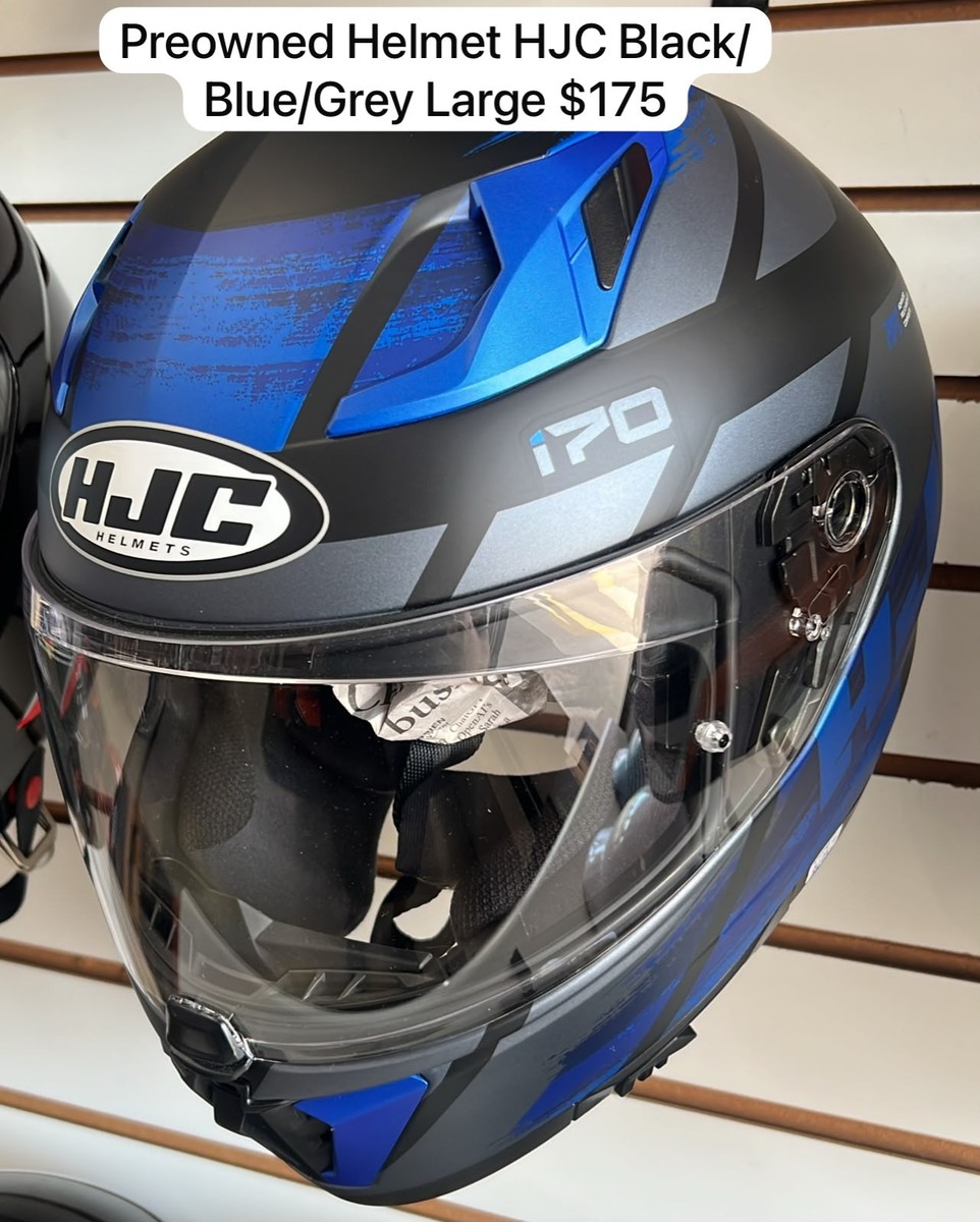 Preowned Helmet HJC Black/Blue/Grey Large
