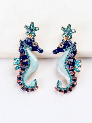 Seahorse Rhinestone Earrings-