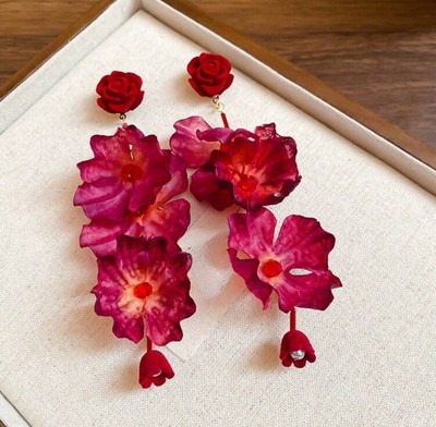 Vintage Rose Flower Earrings