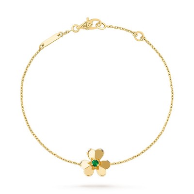 Dainty Floral Single Clover Gem Bracelet