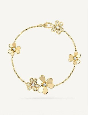 Dainty Floral Clover Gem Bracelet