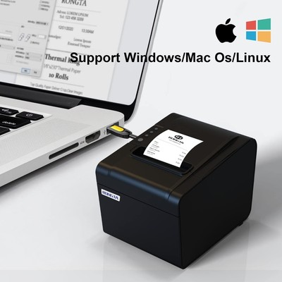 Rongta 80mm Thermal Receipt Printer - USB, Serial & Ethernet POS Printer with Auto Cutter (RP326)