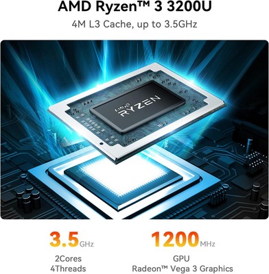 Beelink SER3 Mini PC, AMD Ryzen 3 3200U(14nm, 2C/4T) up to 3.5GHz, Mini Gaming Computer 16GB DDR4 RAM 500GB PCIE3.0 X4 SSD, Micro PC 4K@60Hz Dual Display, Mini Computer WiFi6/BT5.2/HTPC/W-11 Pro