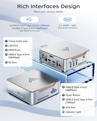 KAMRUI GK3Plus Mini PC — Intel N95, 16GB RAM, 512GB SSD, 4K Triple Display, WiFi/BT