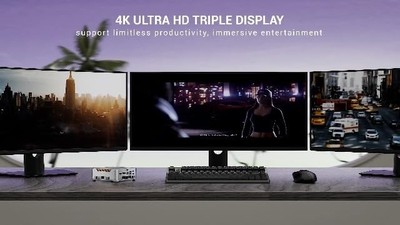 KAMRUI Pinova P2 Mini PC — AMD Ryzen 4300U, 16GB RAM, 256GB SSD, Triple 4K Display