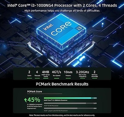 Bmax B6 Plus Mini PC — Intel Core i3-1000NG4, 12GB RAM, 512GB NVMe SSD, 4K Triple Display, Win 11 Pro