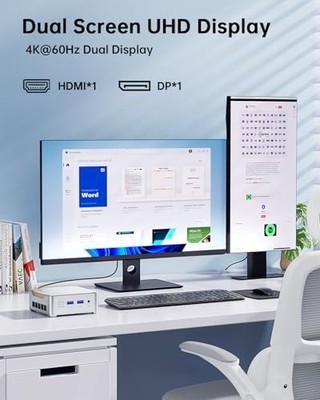 KAMRUI E2 Mini PC — Intel N150, 8GB RAM, 256GB SSD, 4K Triple Display, Win 11 Pro