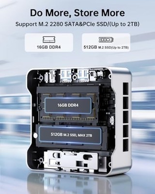 KAMRUI E2 Mini PC — Intel N150, 8GB RAM, 256GB SSD, 4K Triple Display, Win 11 Pro
