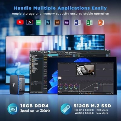 KAMRUI AK1PLUS Mini PC — Intel N95, 16GB RAM, 512GB SSD, 4K, WiFi/BT