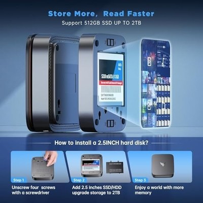 KAMRUI AK1PLUS Mini PC — Intel N95, 16GB RAM, 512GB SSD, 4K, WiFi/BT