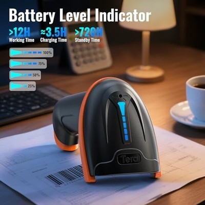 Tera D5100 Wireless & Wired Barcode Scanner — 1D/2D/QR Handheld, Cordless