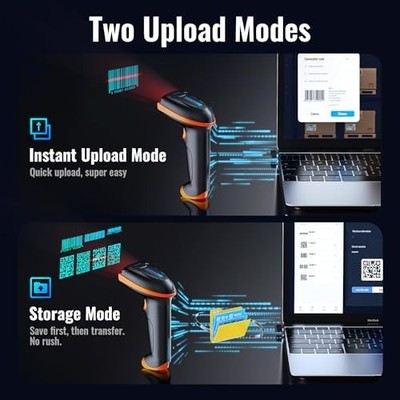 Tera D5100 Wireless & Wired Barcode Scanner — 1D/2D/QR Handheld, Cordless