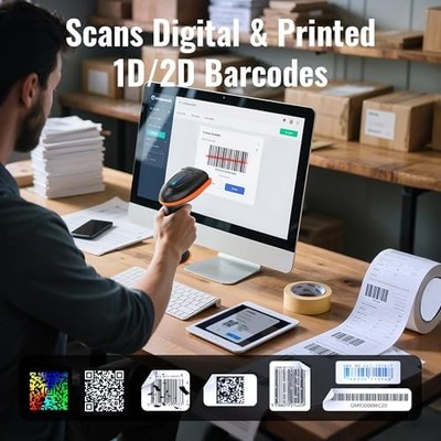 Tera D5100 Wireless & Wired Barcode Scanner — 1D/2D/QR Handheld, Cordless