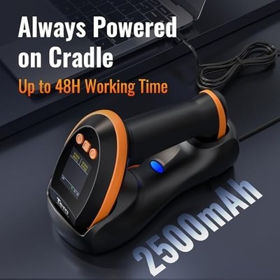 Tera HW0009 Pro Wireless Barcode Scanner — 1D/2D/QR with Screen & Keypad, Bluetooth/2.4G/USB